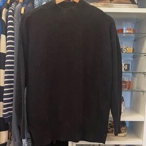 LOFT Women's Black Turtleneck Tunic Length Sweater